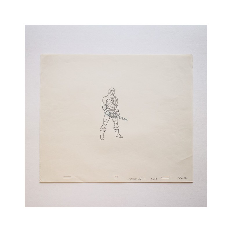 Crayonné original - "Les Maitres de l'univers" (MOTU), Musclor (He-Man) et son épée- 1983