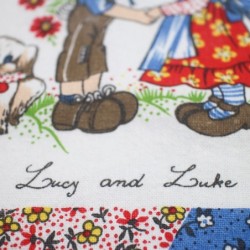 Torchon "Luke and Lucy" dans le goût de Sarah Kay