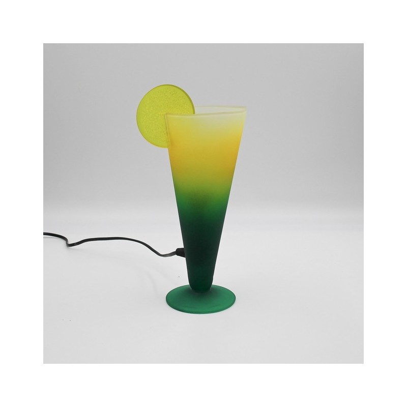 Lampe cocktail verte et jaune vintage 90's
