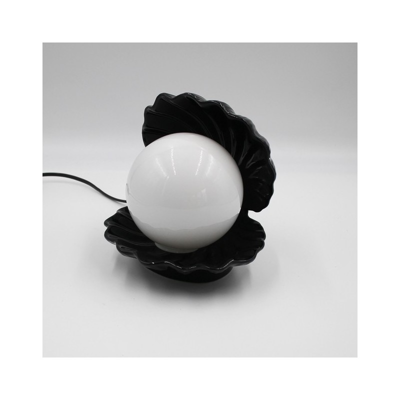Lampe coquillage noire vintage 80's