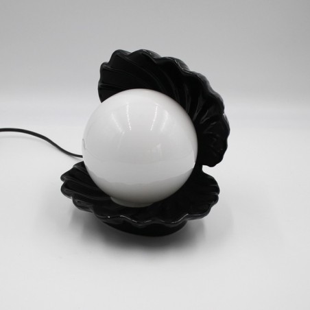 Lampe coquillage noire vintage 80's