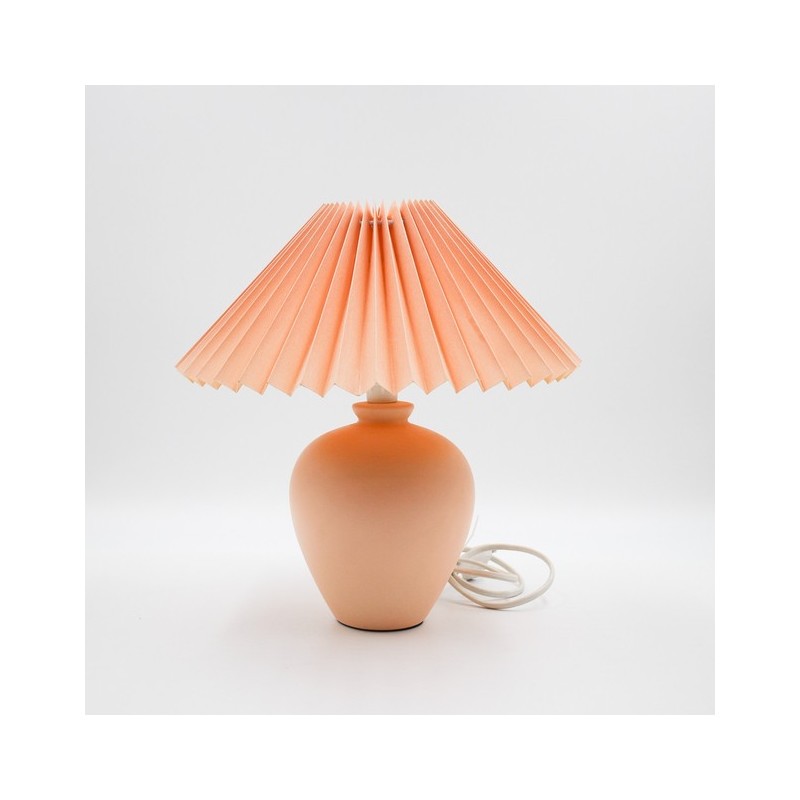 Lampe de chevet à abat jour plissé saumon