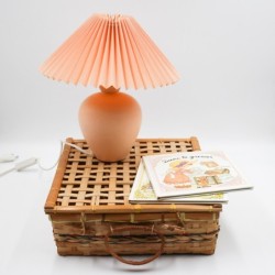 Lampe de chevet à abat jour plissé saumon
