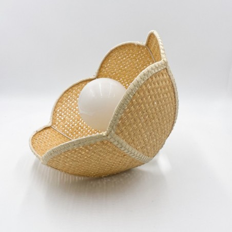 Suspension fleur vintage en osier