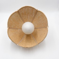 Suspension fleur vintage en osier
