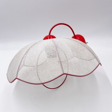 Suspension fleur rouge et rose années 80