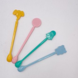 Cuillère bébé/ mélangeur cocktail tête d'animaux, années 80