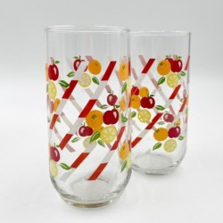 Ensemble de 4 verres vintage années 80 motifs fruits