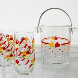 Ensemble de 4 verres vintage années 80 motifs fruits