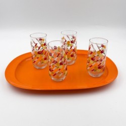Ensemble de 4 verres vintage années 80 motifs fruits