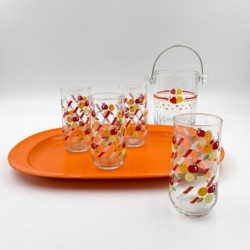 Ensemble de 4 verres vintage années 80 motifs fruits