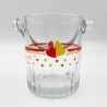 Seau à glaçons en verre  motifs coeurs vintage années 80
