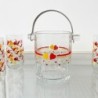 Seau à glaçons en verre  motifs coeurs vintage années 80
