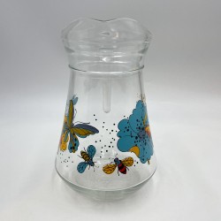 Pichet à eau en verre motif de papillon années 70