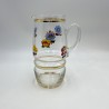 Pichet à eau en verre motif fleurs vintage