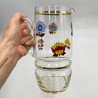 Pichet à eau en verre motif fleurs vintage