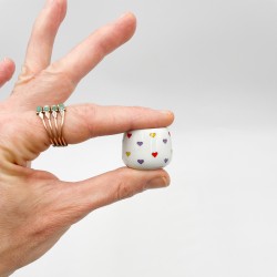 Ensemble de 6 mini bougeoirs motifs coeurs, années 80