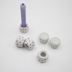 Ensemble de 6 mini bougeoirs motifs coeurs, années 80
