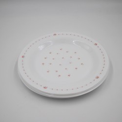 Lot de 2 assiettes à fleurs roses, Arcopal, années 80