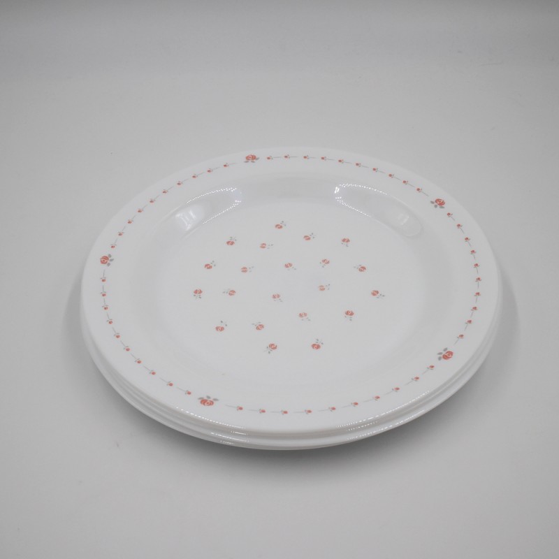 Lot de 2 assiettes à fleurs roses, Arcopal, années 80
