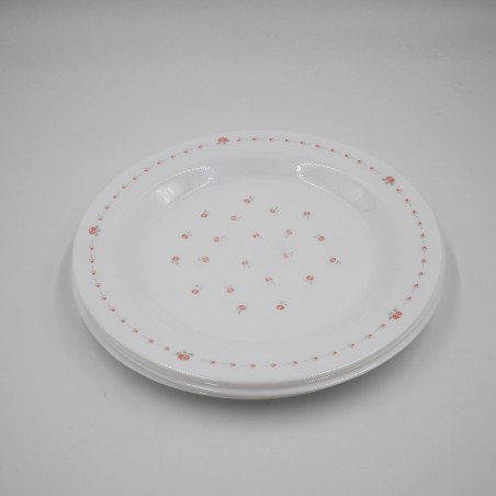 Lot de 2 assiettes à fleurs roses, Arcopal, années 80