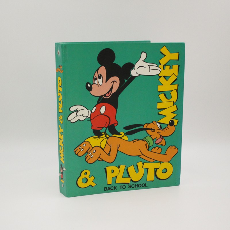 Classeur vintage 1990 "Mickey & Pluto Back To School"