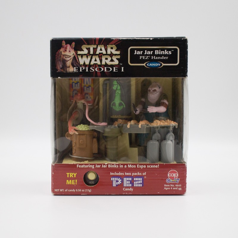 Distributeur de bonbons Pez Jar Jar Binks à Mos Espa  (Starwars) en boîte, 1999, Japon