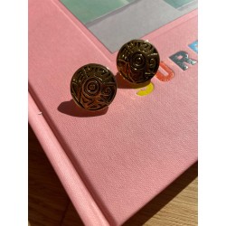 Boucles d'oreilles clip rondes en métal doré années 90