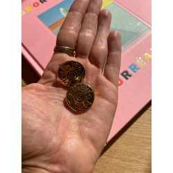 Boucles d'oreilles clip rondes en métal doré années 90