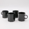 Lot de 4 tasses noires "Octime"  années 80