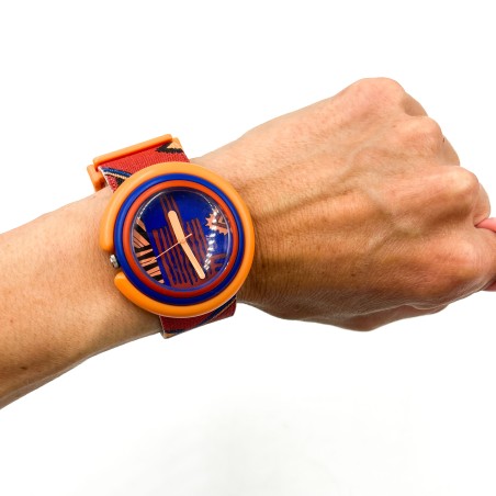 Montre Pop Swatch motif géométrique années 90