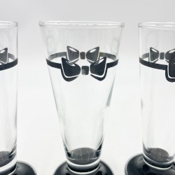 Ensemble de 4 verres / flûtes vintage années 80 motifs noeuds papillons