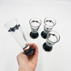 Ensemble de 4 verres / flûtes vintage années 80 motifs noeuds papillons