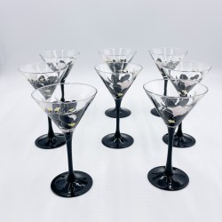 Ensemble de 6 verres à cocktail "Anaïs" Luminarc vintage années 80 motifs fleurs