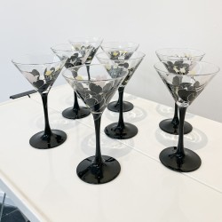 Ensemble de 6 verres à cocktail "Anaïs" Luminarc vintage années 80 motifs fleurs