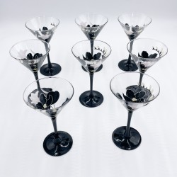 Ensemble de 6 verres à cocktail "Anaïs" Luminarc vintage années 80 motifs fleurs