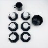 Ensemble de 6 Tasses et soucoupes à café octogonale noir et blanc "Octime" - Arcoroc-Vaisselle-1982 Le Shop 