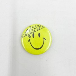Badge  smiley Acid House jaune fluo 380 mm vintage années 80
