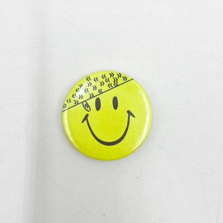 Badge  smiley Acid House jaune fluo 380 mm vintage années 80-Bijoux-1982 Le Shop 