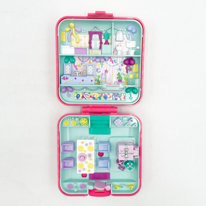 Polly Pocket "Surprise à l'heure de la fête" boitier carré fushia, 1989